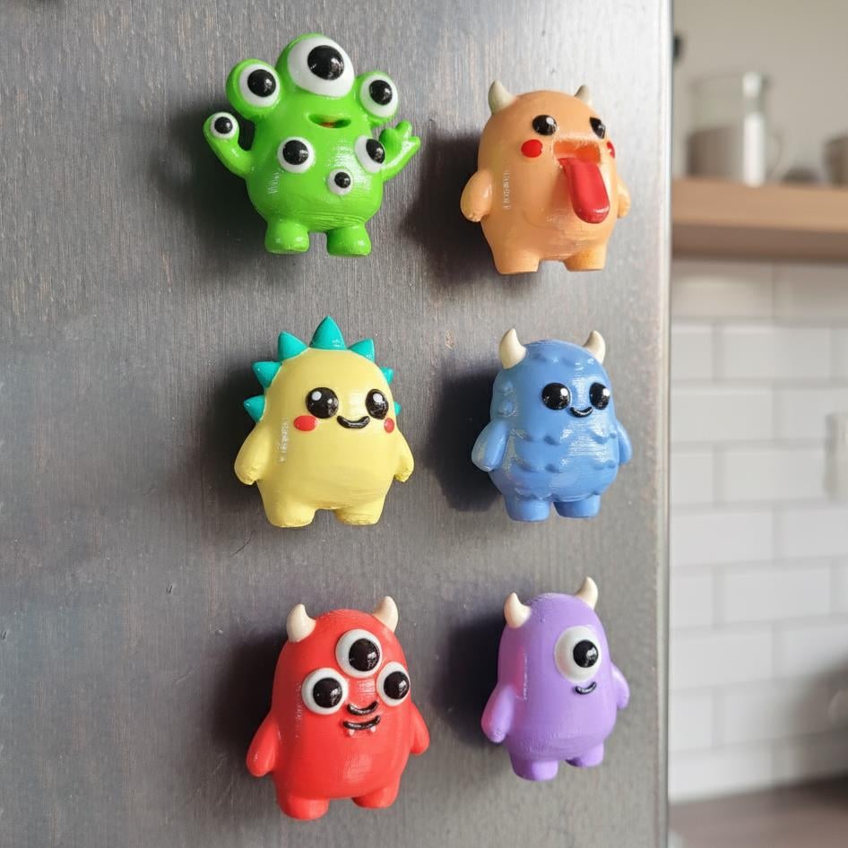 Sevimli Canavarlar Magnet Seti – 6'lı El Boyaması Buzdolabı Süsü