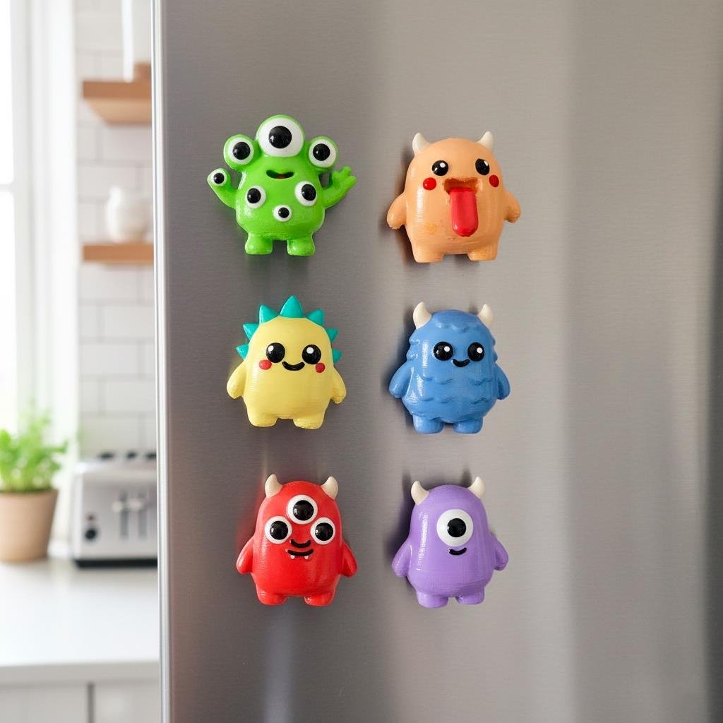 Sevimli Canavarlar Magnet Seti – 6'lı El Boyaması Buzdolabı Süsü