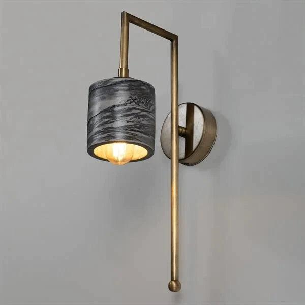 Siyah Mermer Desenli Bronz Metal Detaylı Duvar Aplik