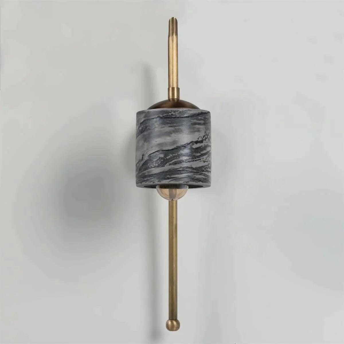 Siyah Mermer Desenli Bronz Metal Detaylı Duvar Aplik