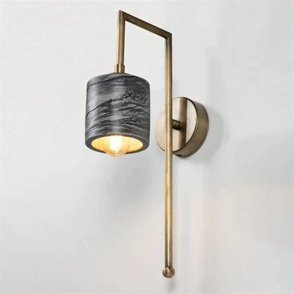 Siyah Mermer Desenli Bronz Metal Detaylı Duvar Aplik