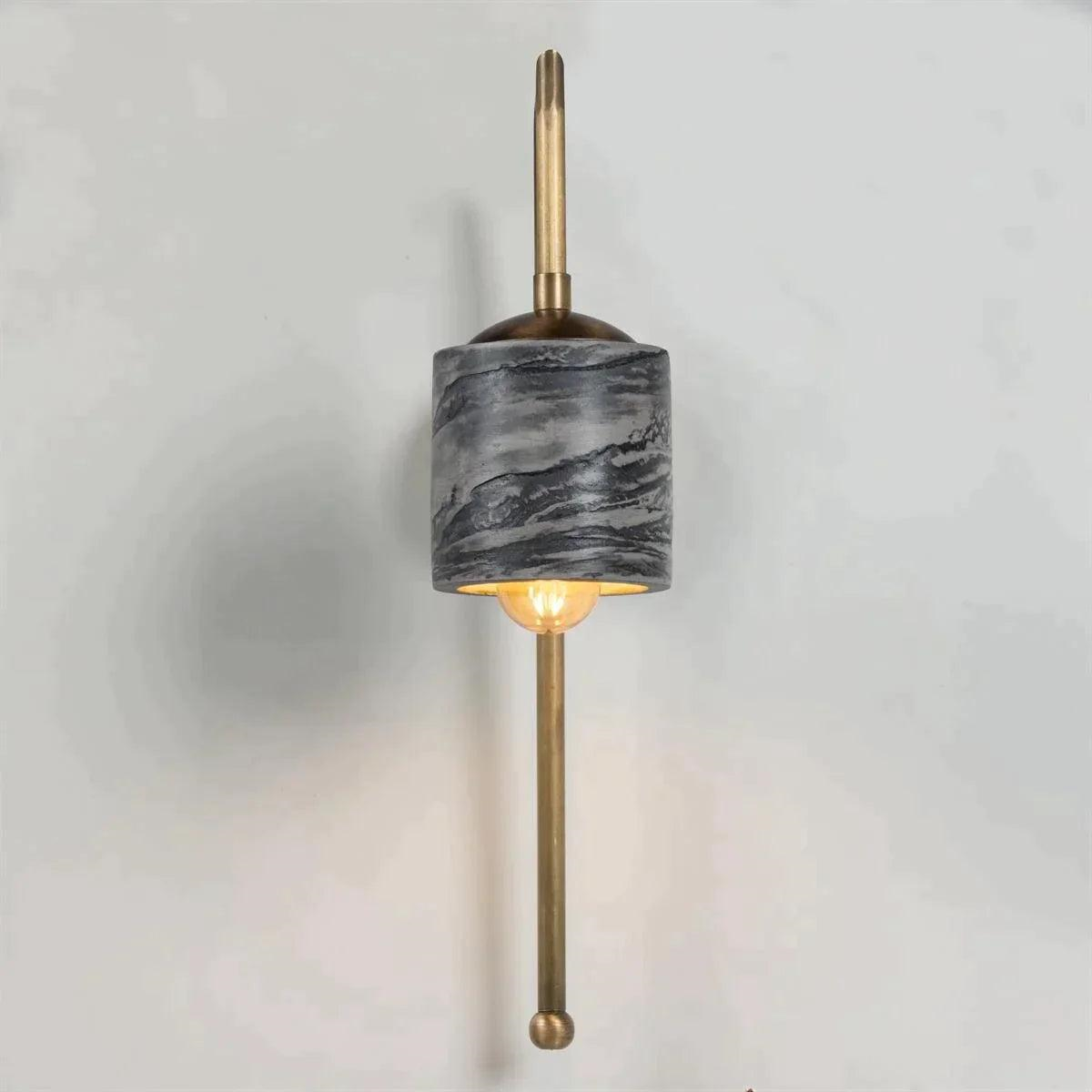 Siyah Mermer Desenli Bronz Metal Detaylı Duvar Aplik