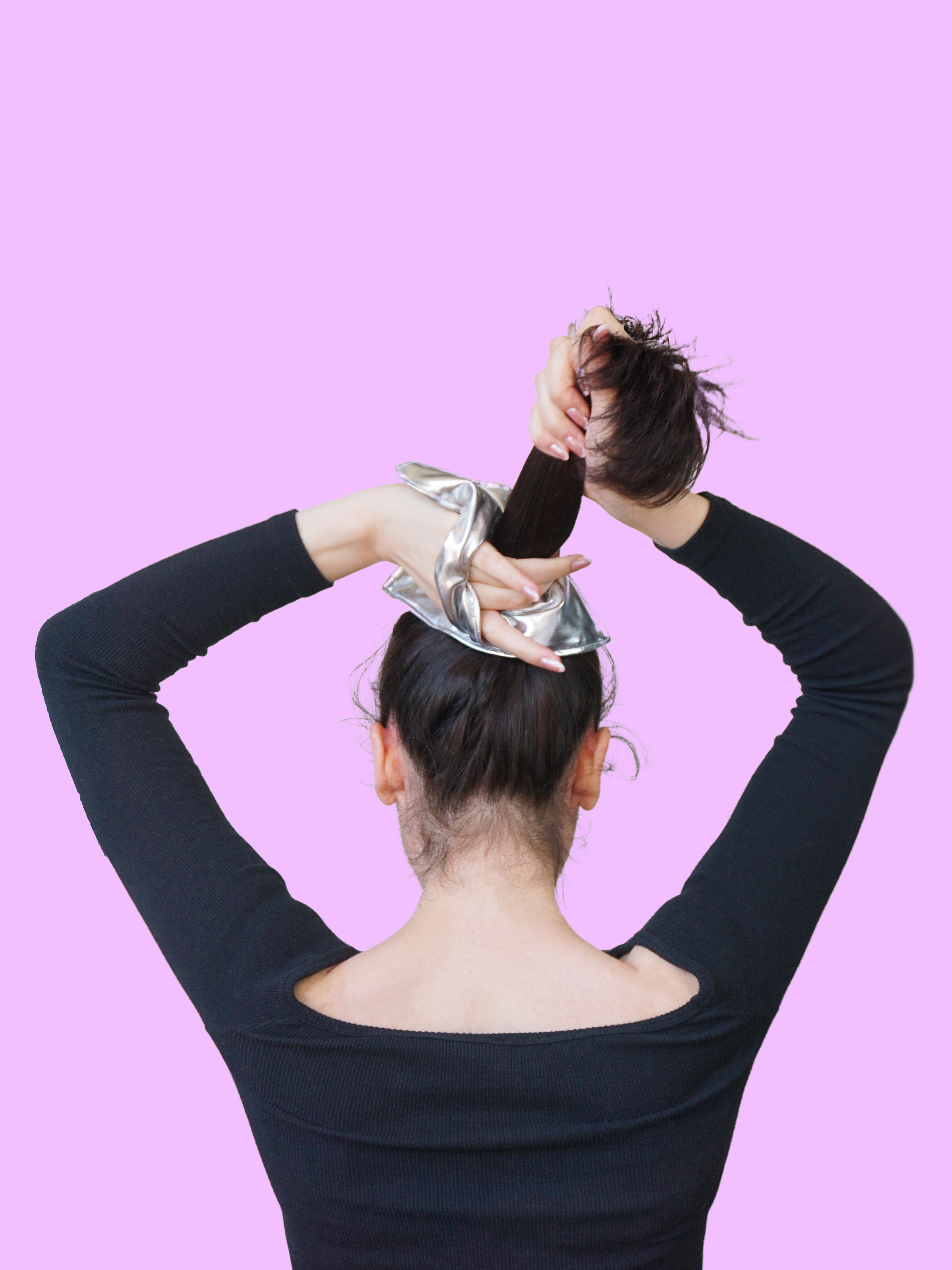 Tōten Metalik Gri Scrunchie