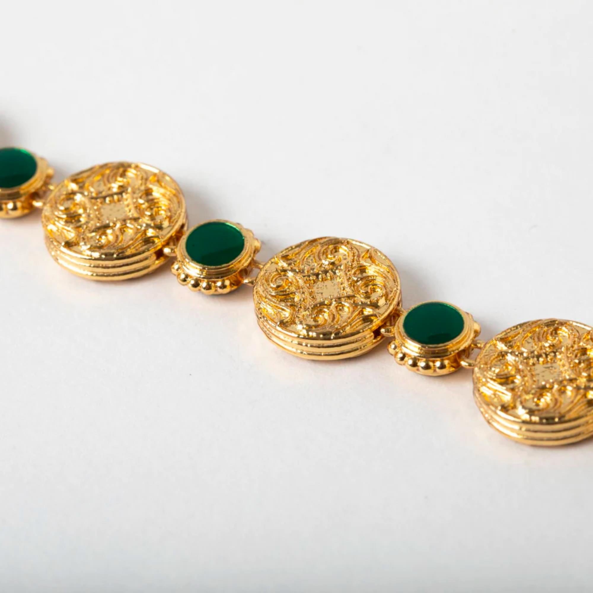 Theodora Round Enamel Bileklik
