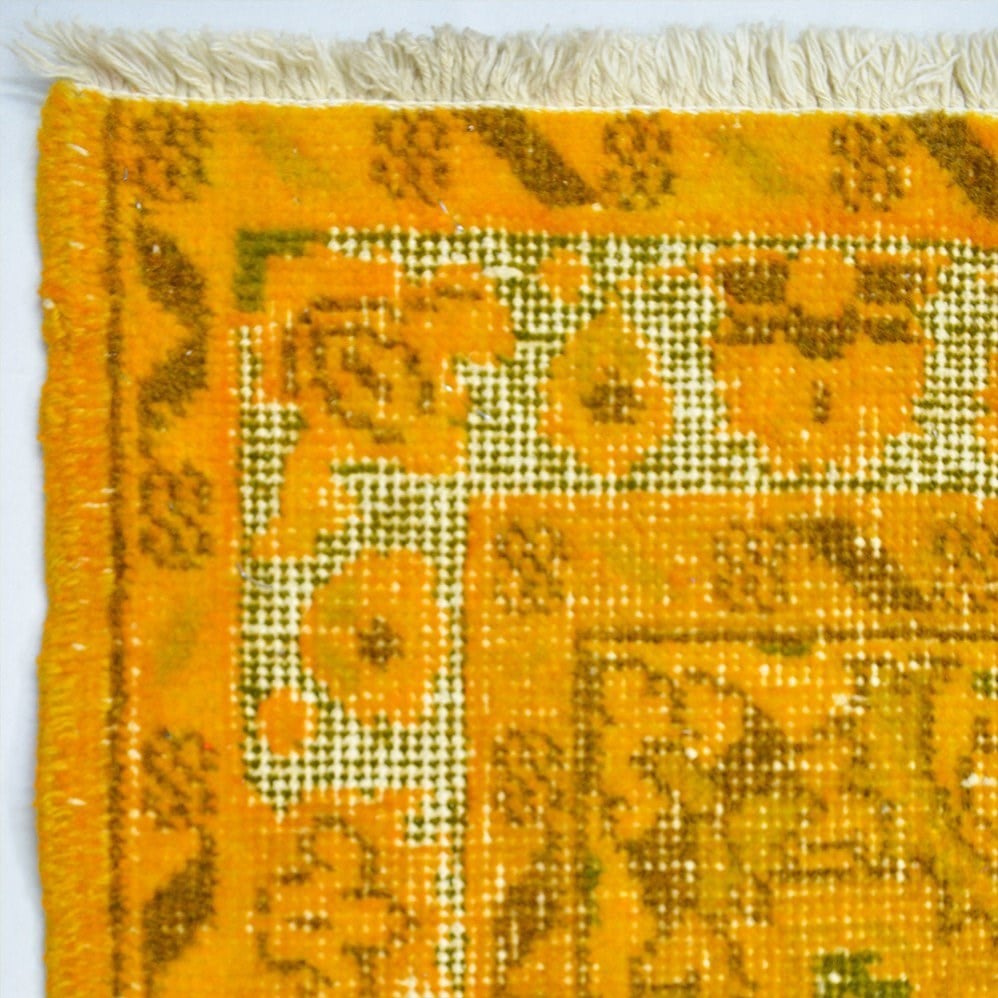 Turuncu Renk Kabartmalı Vintage Isparta Halısı 90x200 cm