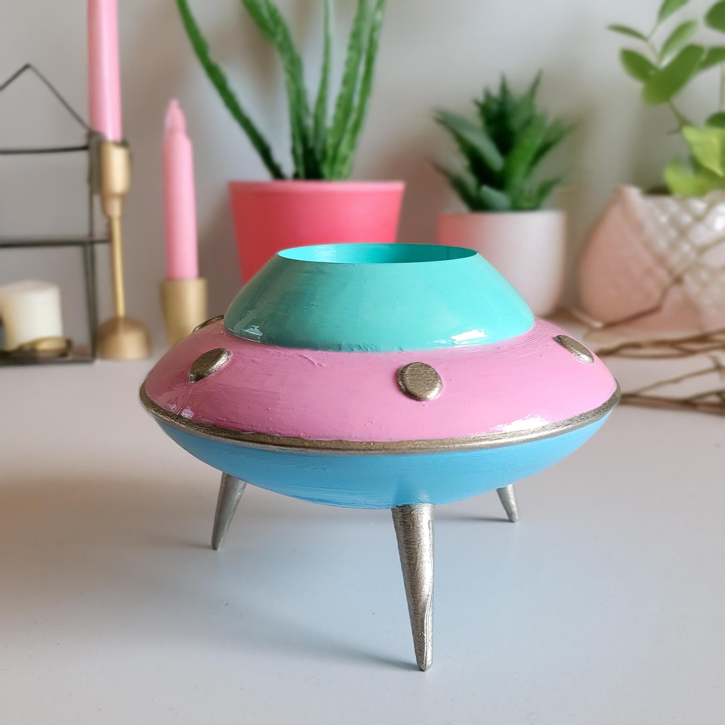 UFO Mini Saksı | Pastel Pembe