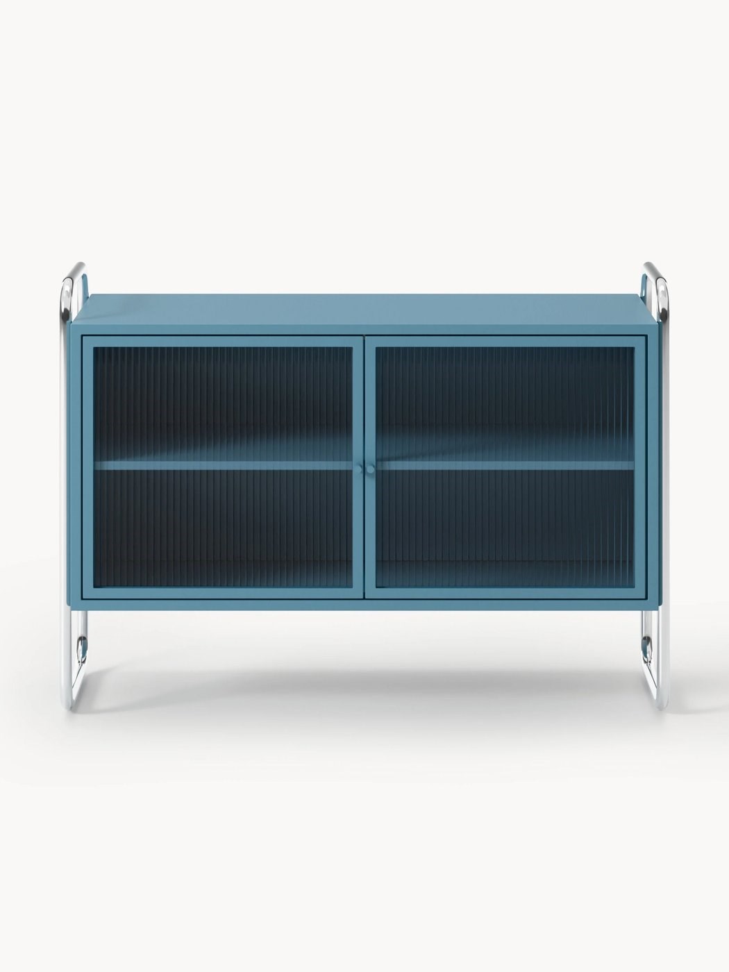 Velotti Metal Camlı Şifonyer Mavi