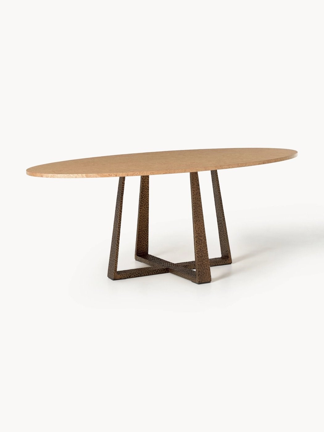 Velotti Oval Burlwood Yemek Masası Altın Ayaklı