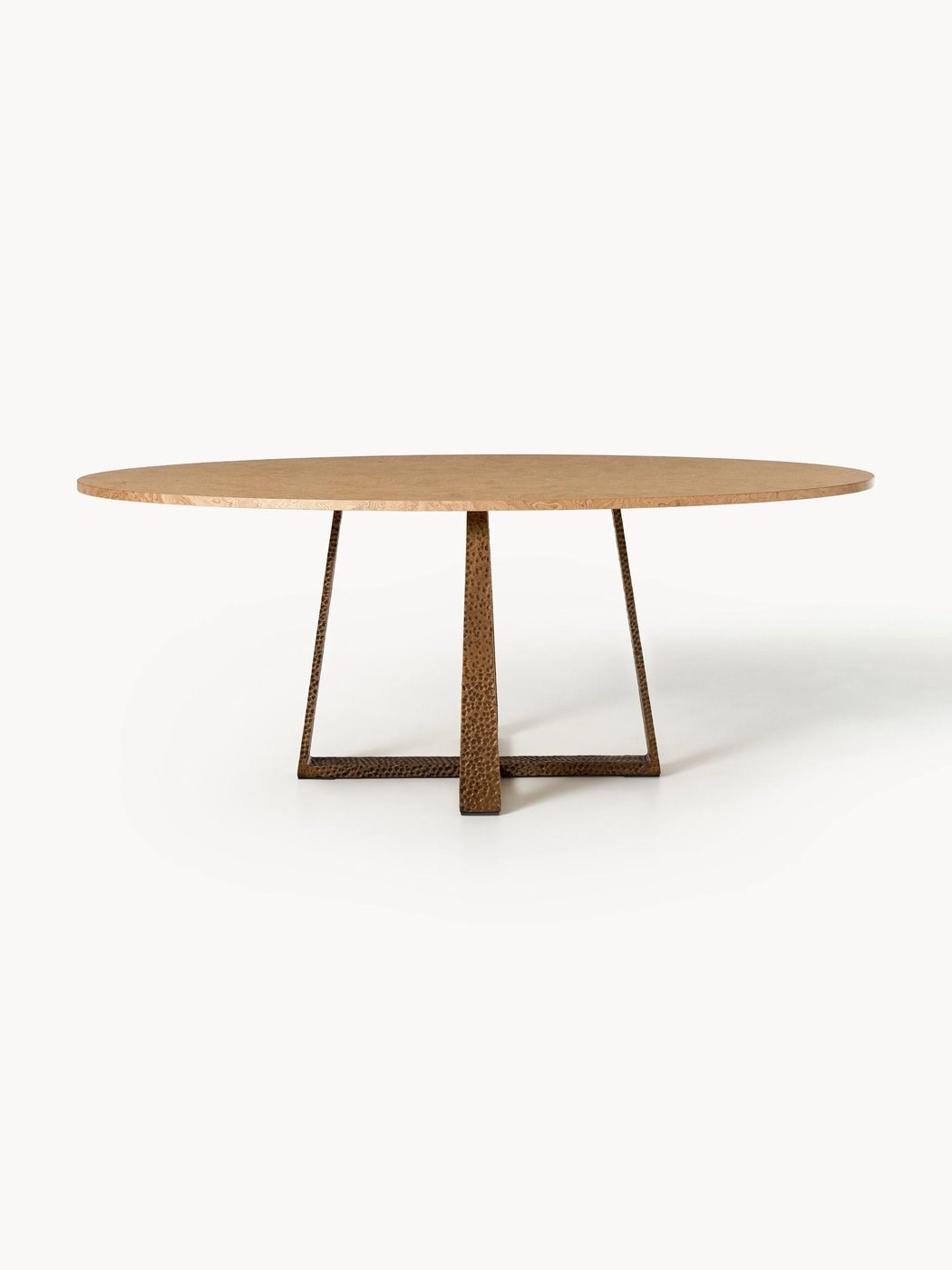 Velotti Oval Burlwood Yemek Masası Altın Ayaklı