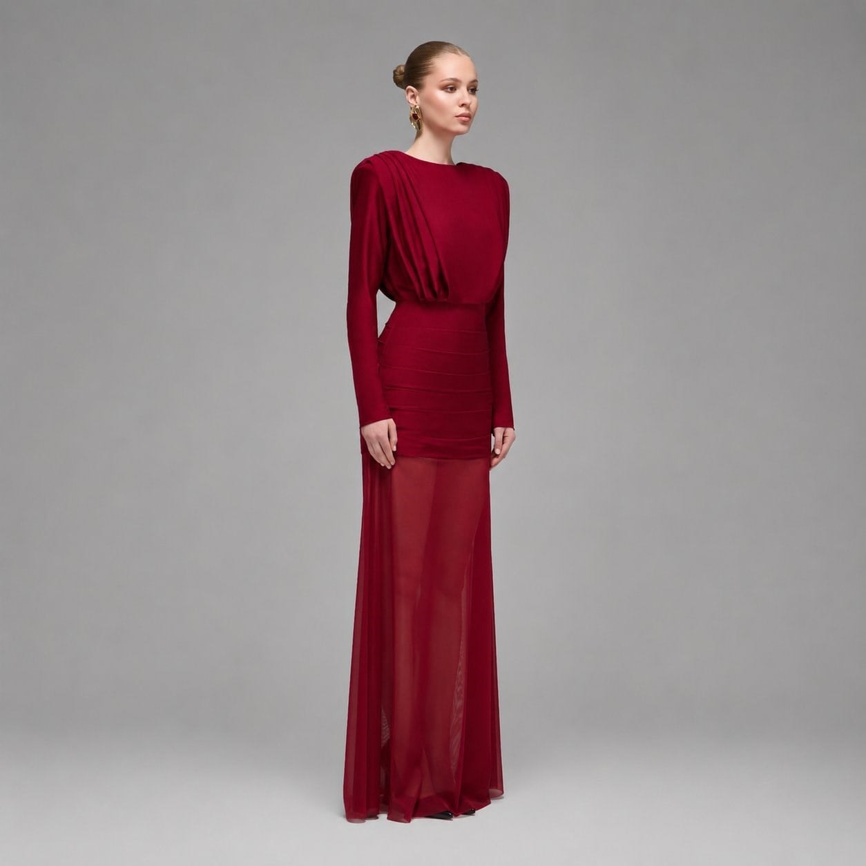 Vigdis Pleated & Tulled Maxi Dress