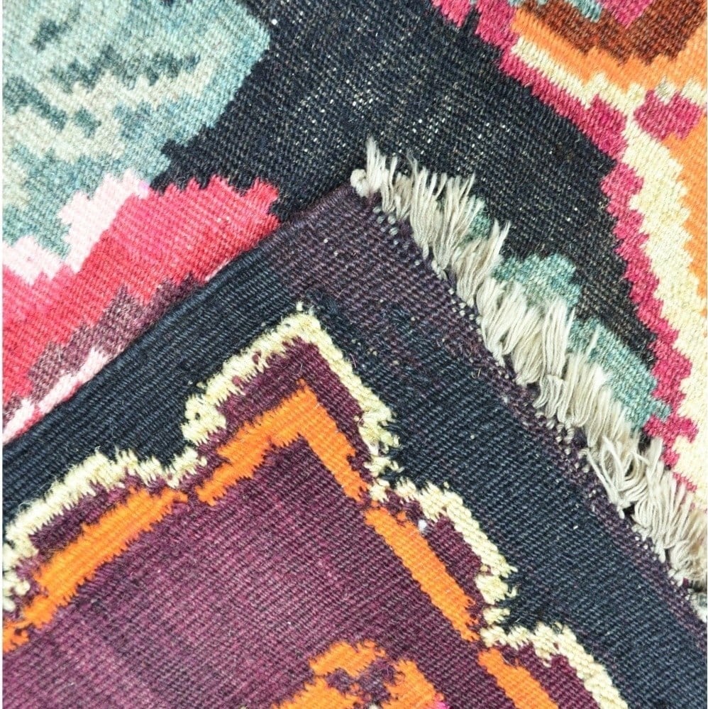 Vintage Karabağ El Dokuma Kilim, Çok Renkli Çiçek Desenli 215x340 cm