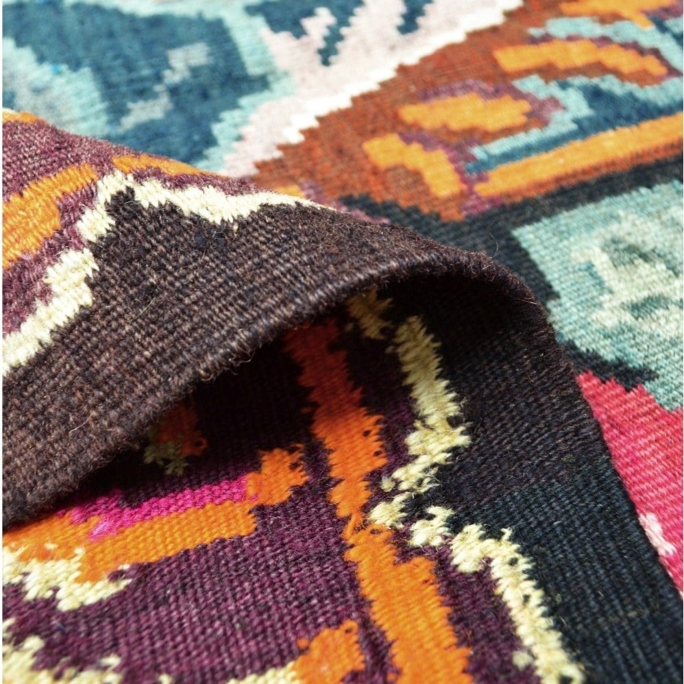 Vintage Karabağ El Dokuma Kilim, Çok Renkli Çiçek Desenli 215x340 cm