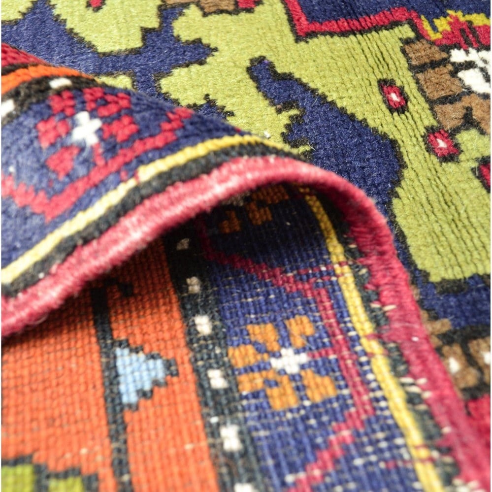 Vintage Niğde El Dokuma Halısı, Madalyon ve Çiçek Motifli 110x190 cm
