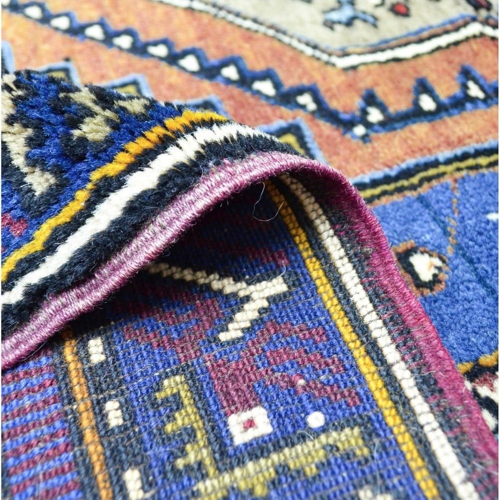 Vintage Yahyalı El Dokuma Halısı, Köy Evi Motifli 125x215 cm