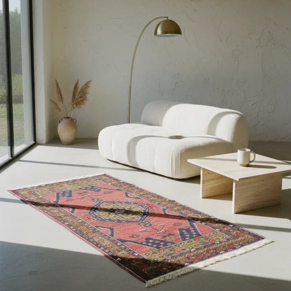 Vintage Yahyalı El Dokuma Halısı, Madalyon Desenli 120x230 cm