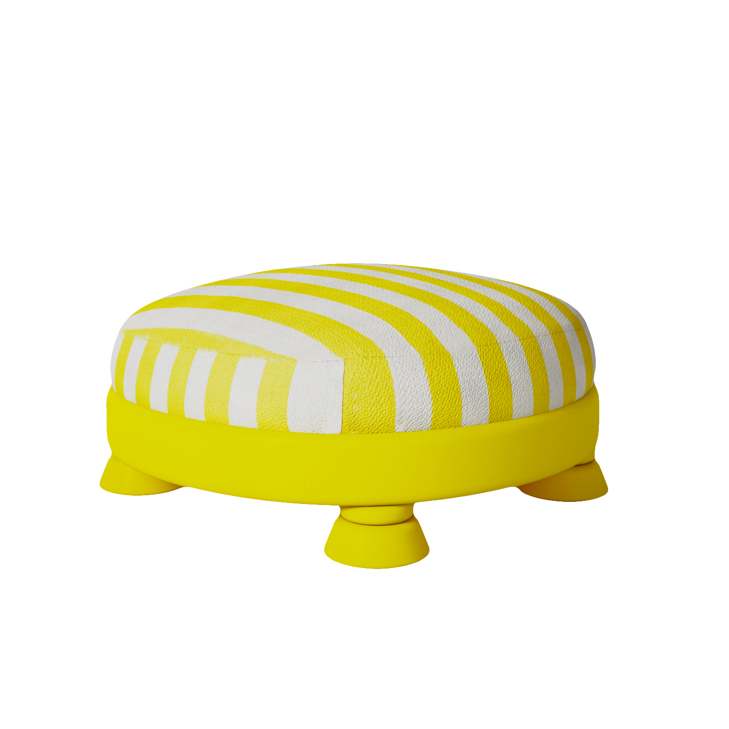Yellow Mellow Sarı Çizgili Kumaş Puf