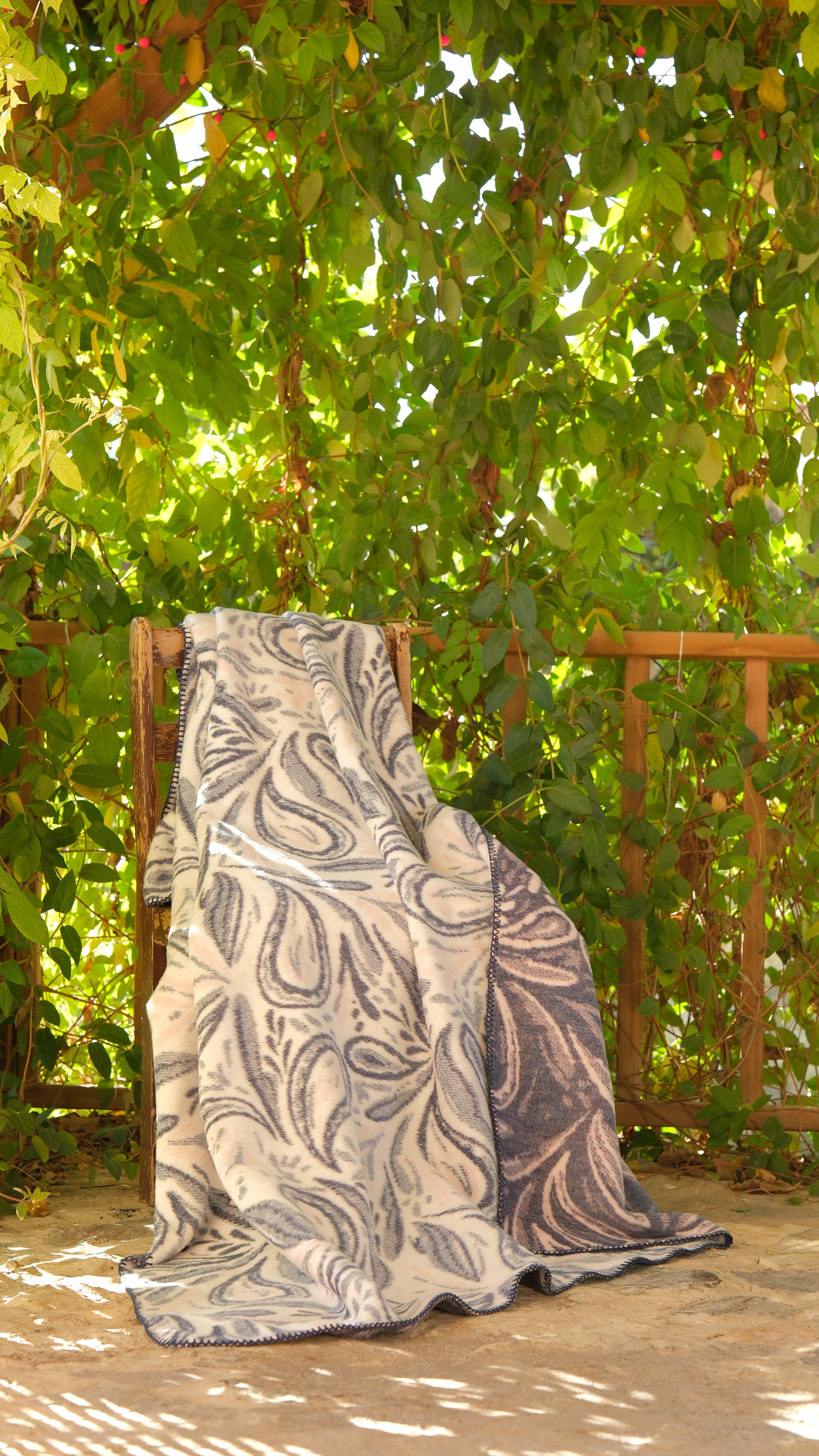 Büyük Boy Mavi Yılbaşı Geometrik Pamuk Battaniye 200X220