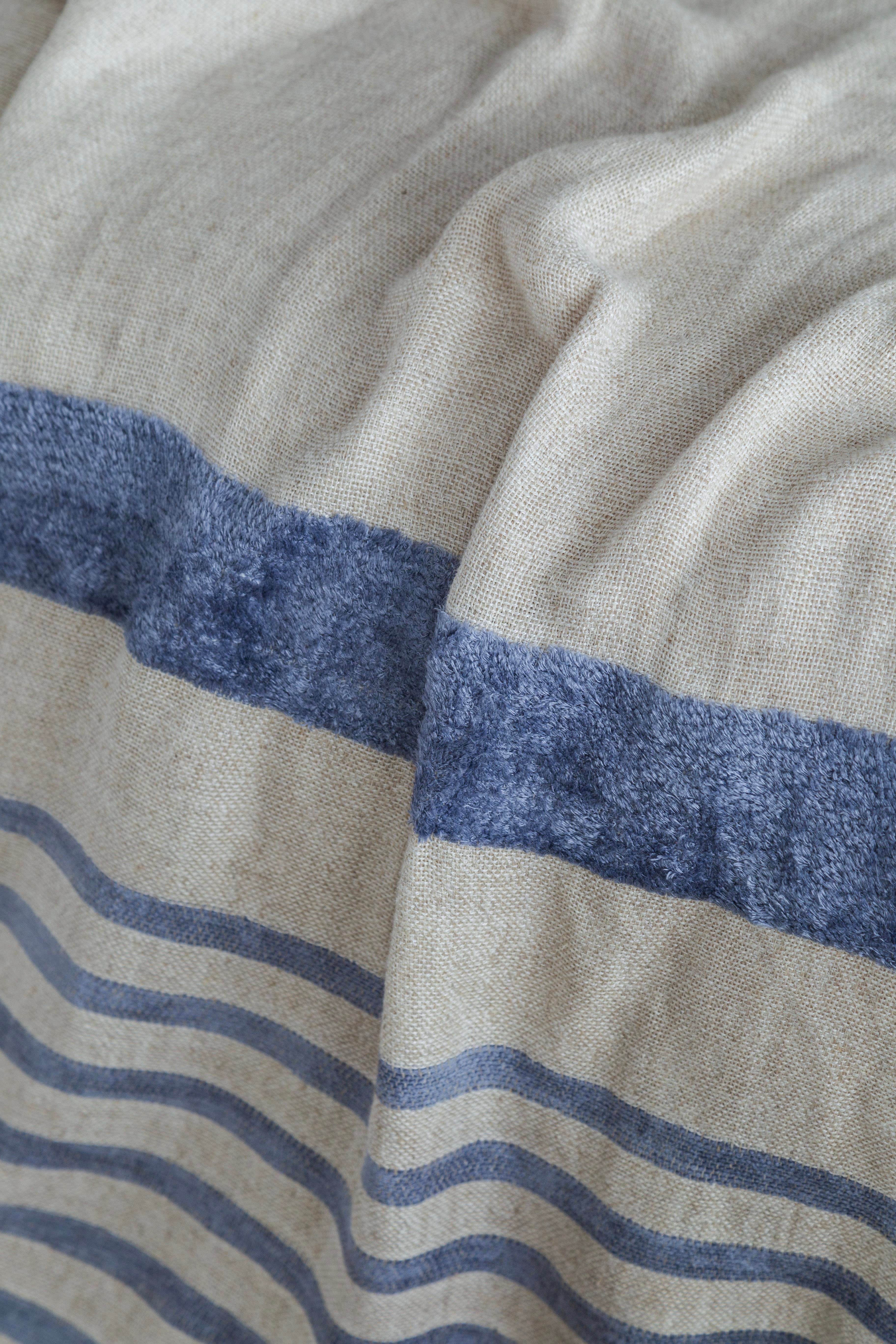 ÇİFT KİŞİLİK KETEN YATAK ÖRTÜSÜ SETİ BRULEE DENIM - YATAK ORTUSU