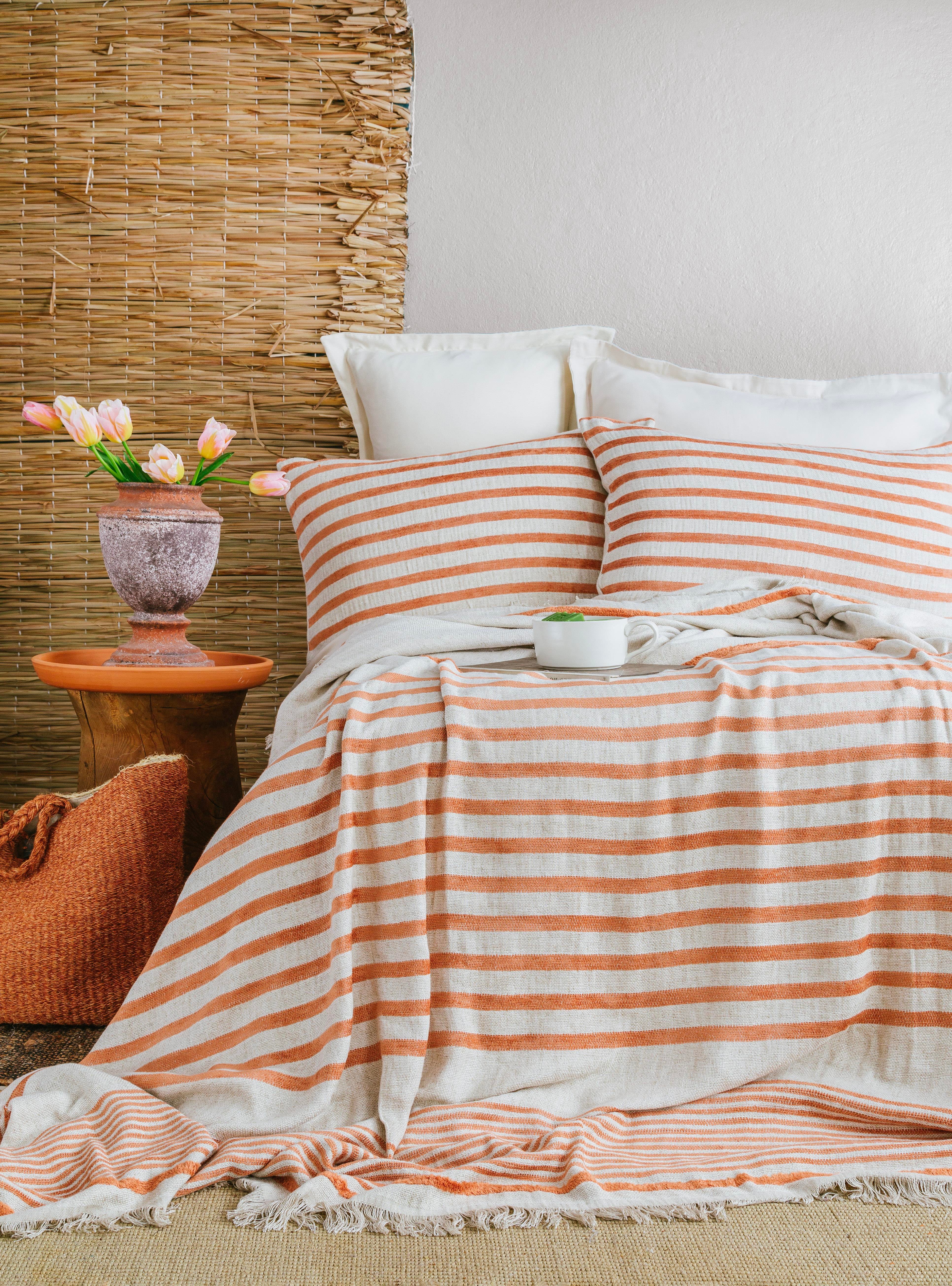 ÇİFT KİŞİLİK KETEN YATAK ÖRTÜSÜ SET BRULEE TERRA - YATAK ORTUSU