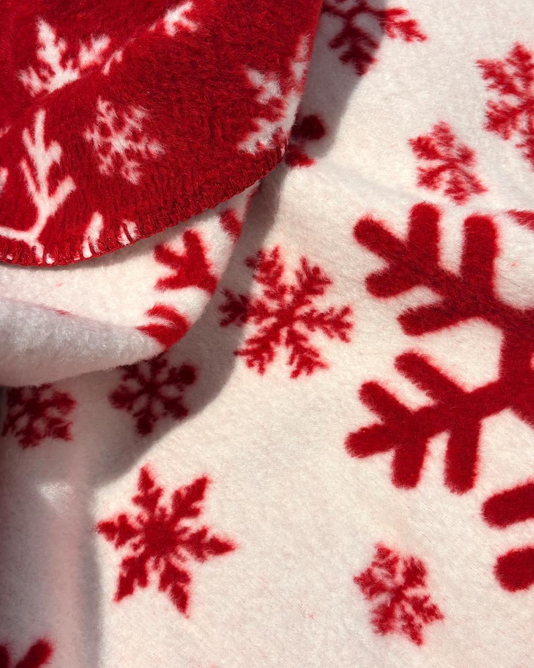 Kar Taneleri Kırmızı Battaniye (130x170 cm)