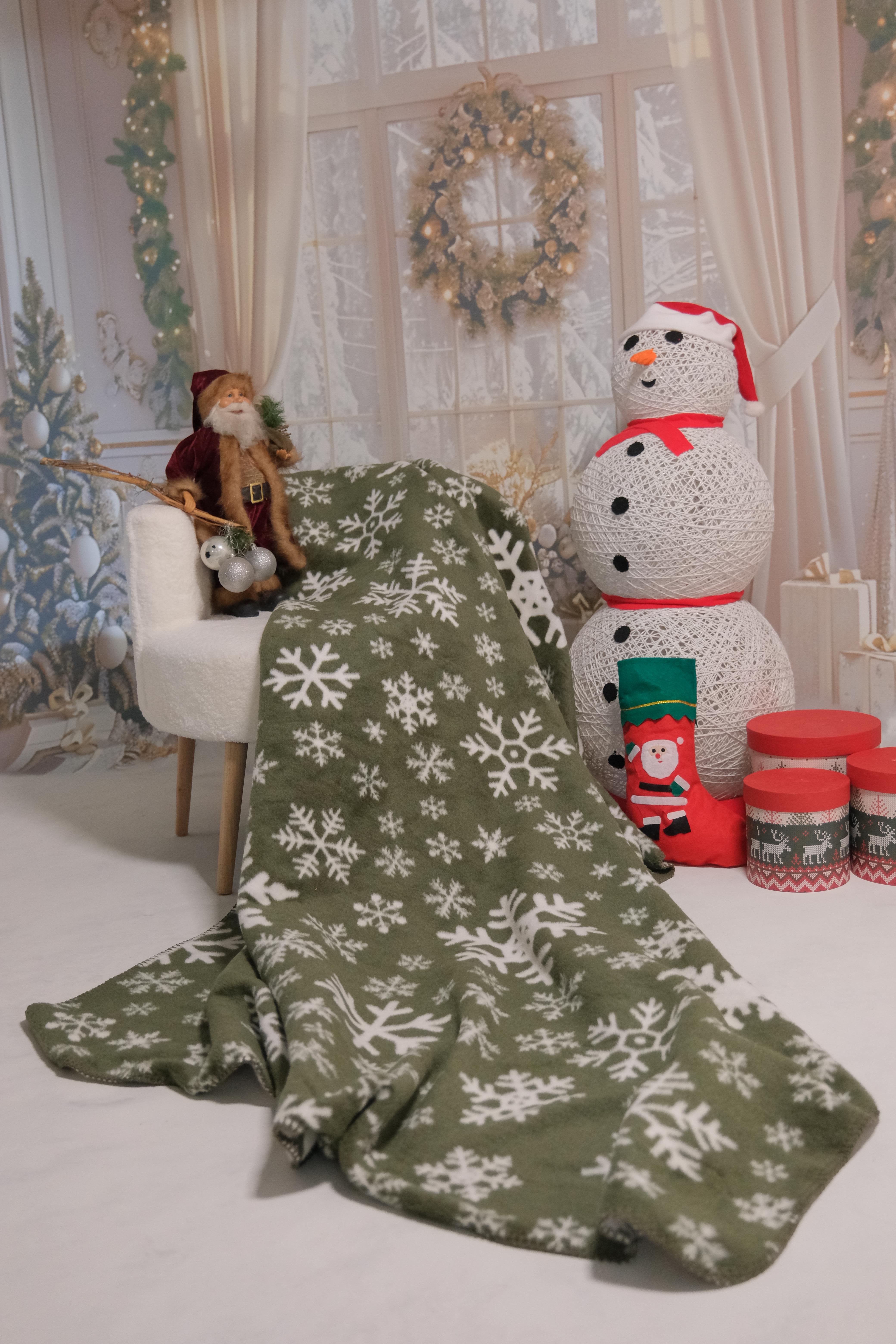 Küçük Boy Yeşil Yılbaşı Kartanesi Pamuk Battaniye 130X170