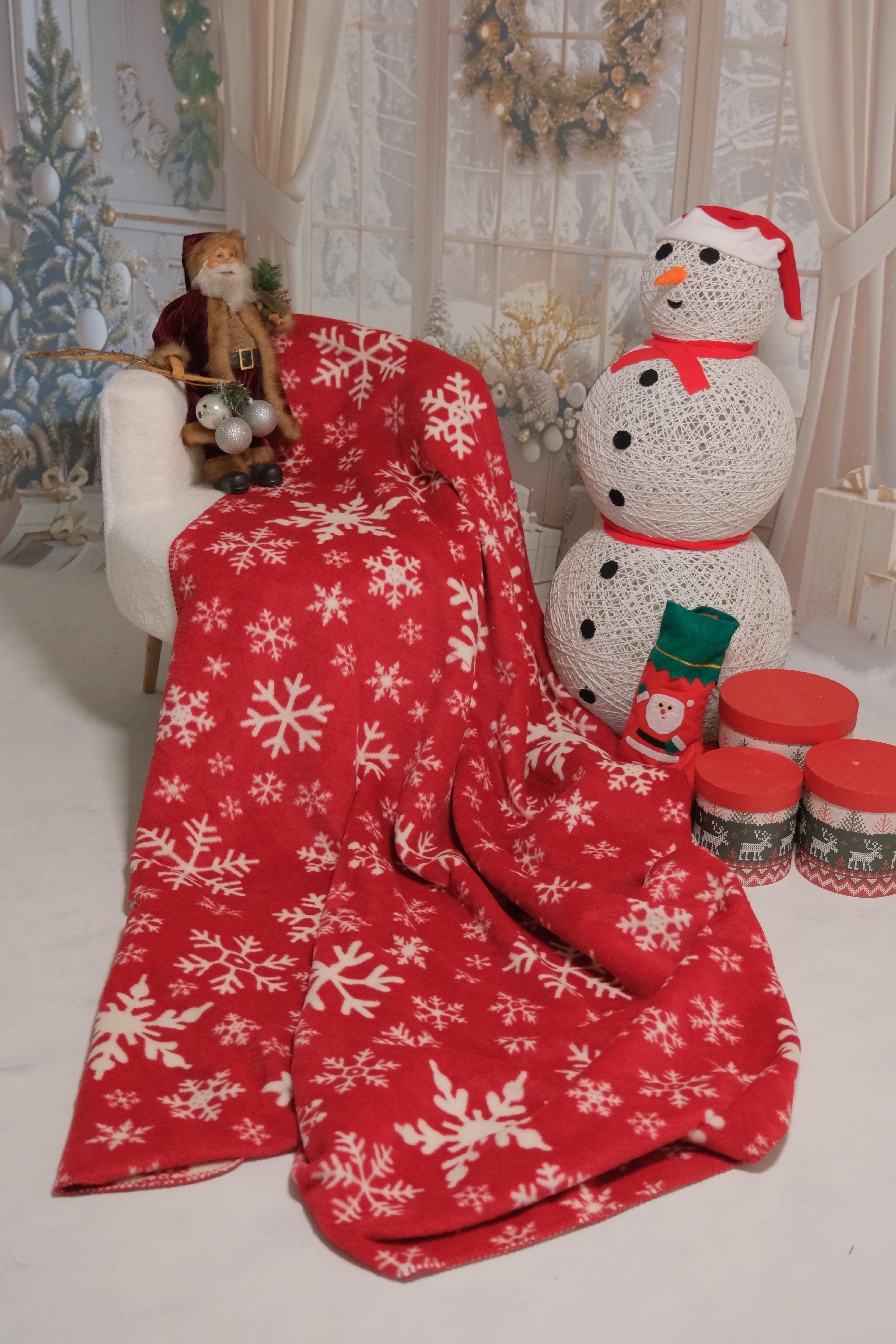 Orta Boy Kırmızı Yılbaşı Kartanesi Pamuk Battaniye 150X200