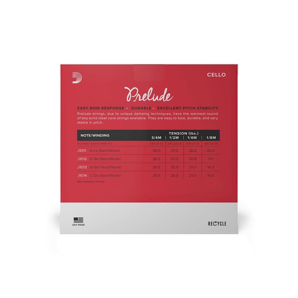 DADDARIO J101034 CELLO TEL SETİ, PRELUDE, 3/4, MEDIUM
