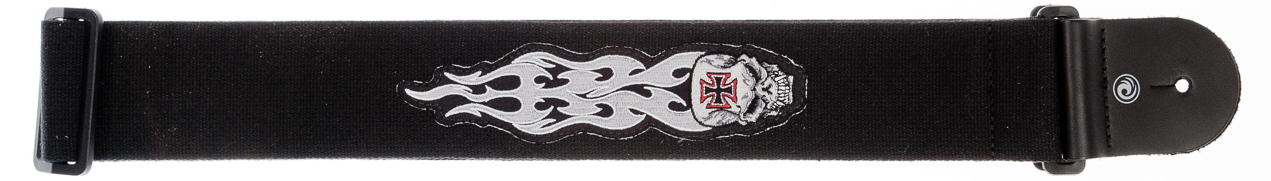 G?TAR ASKISI 64MM DOKUMA GRAY TRIBAL SKULL