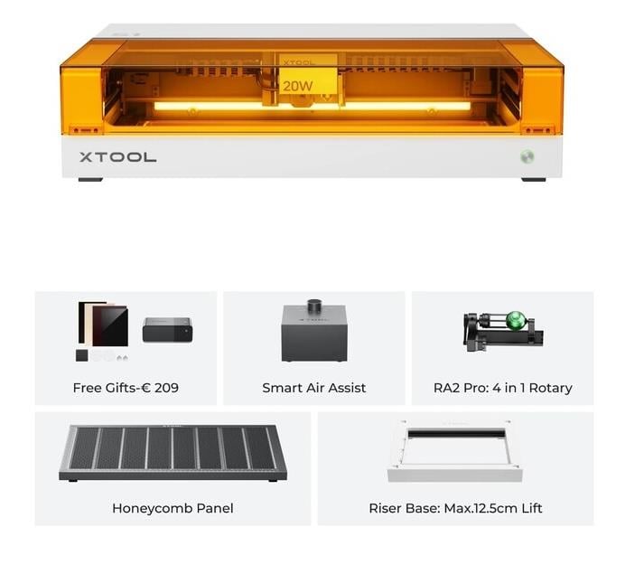 xTool S1 20W DELUXE PAKET LAZER  MAKİNASI (BEYAZ)