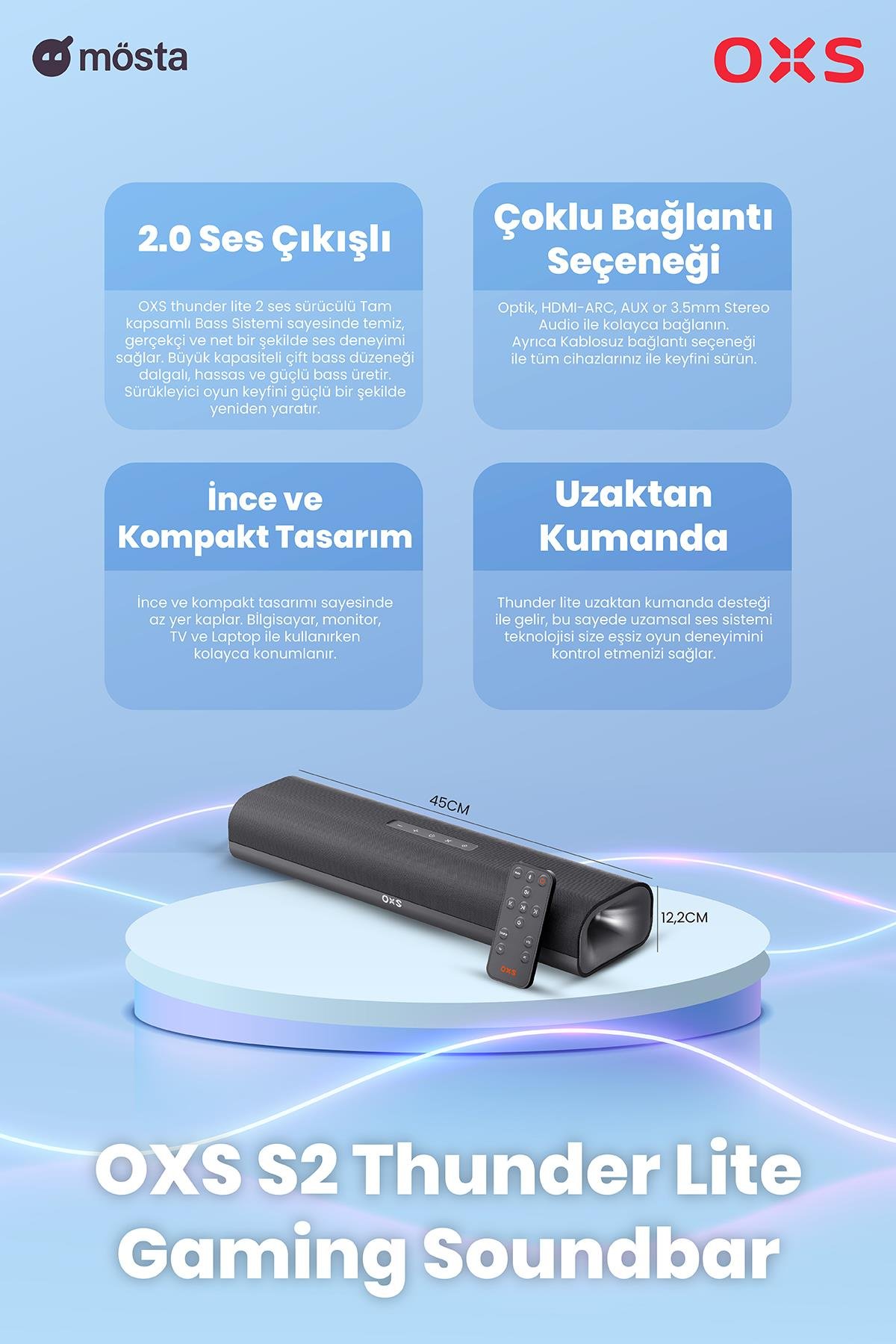 OXS S2 Thunder Lite Gaming Soundbar