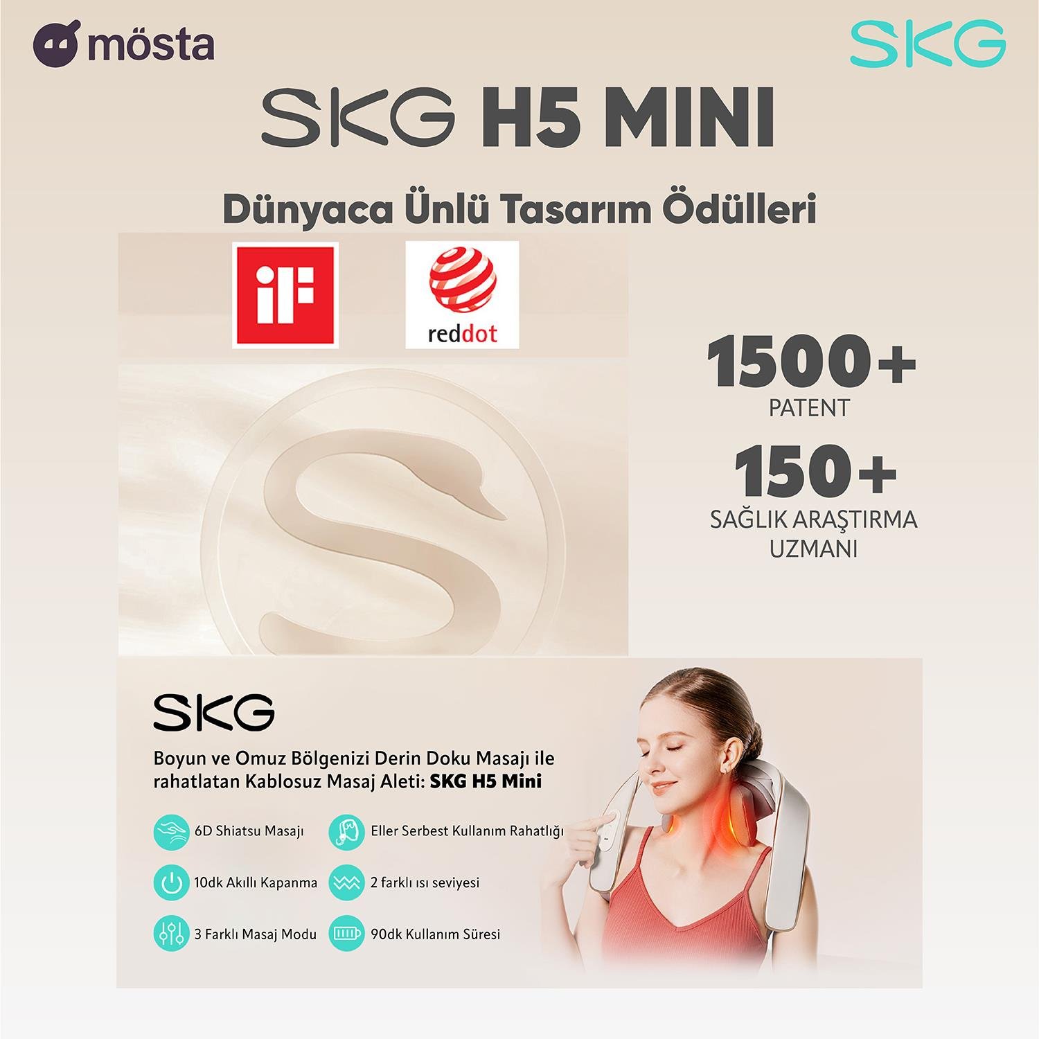 SKG H5-E Mini Taşınabilir Akıllı Omuz ve Boyun Masaj Robotu