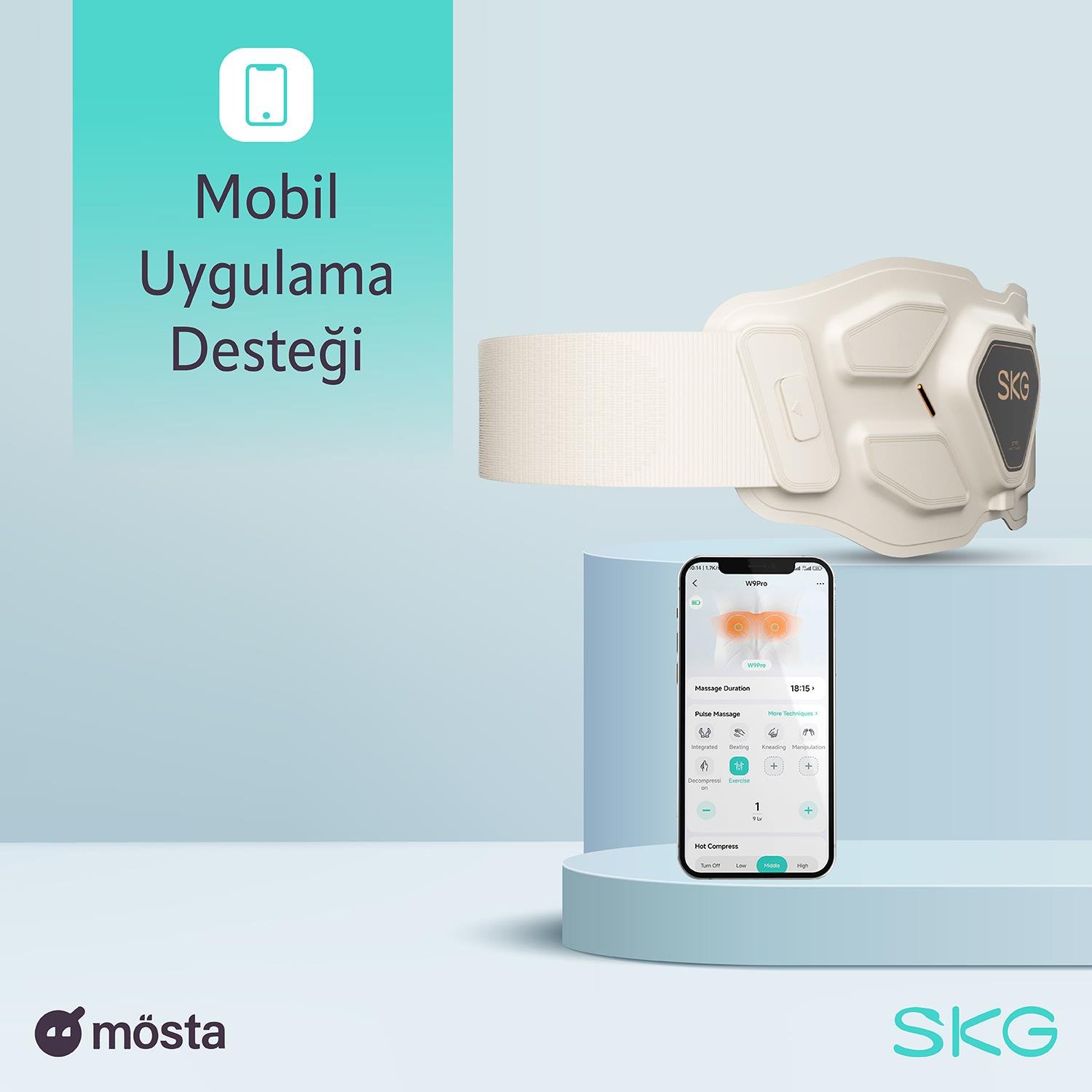 SKG W9 PRO TAŞINABİLİR BEL VE SIRTMASAJROBOTU