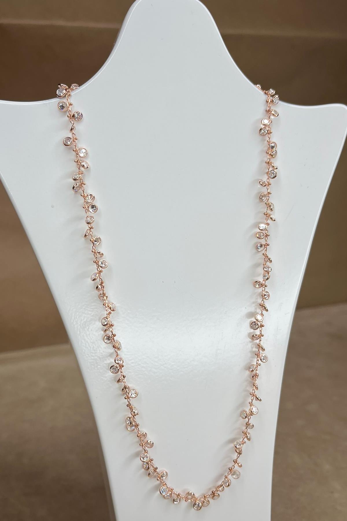 45 Cm Taşlı Gümüş Kolye By-9003