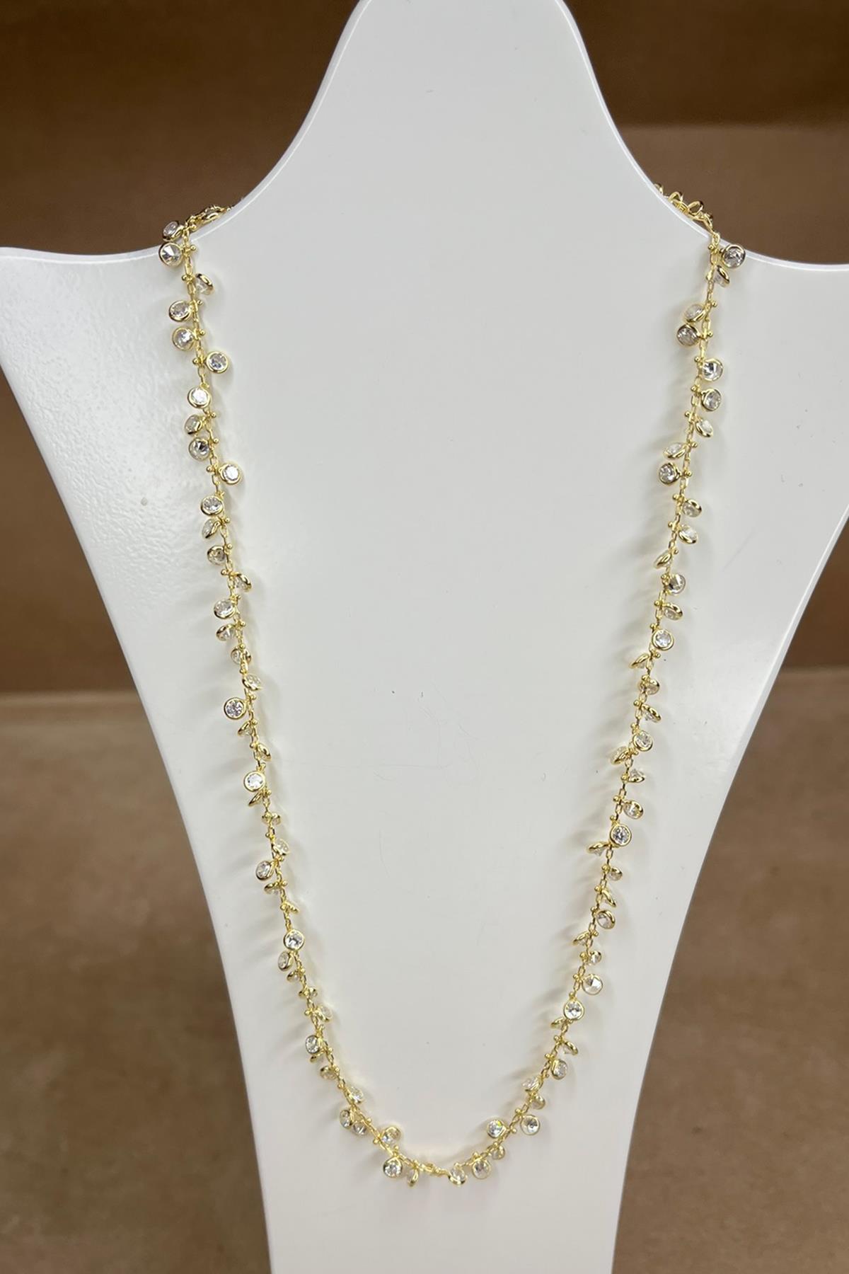 45 Cm Taşlı Gümüş Kolye By-9003