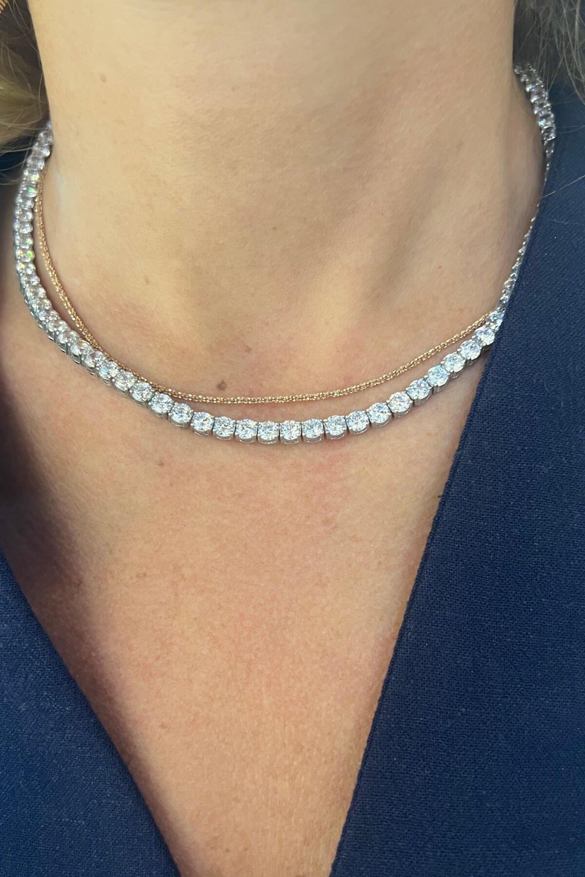 4Mm Beyaz Altın Kaplama Gümüş Suyolu Kolye 35 cm By-7291