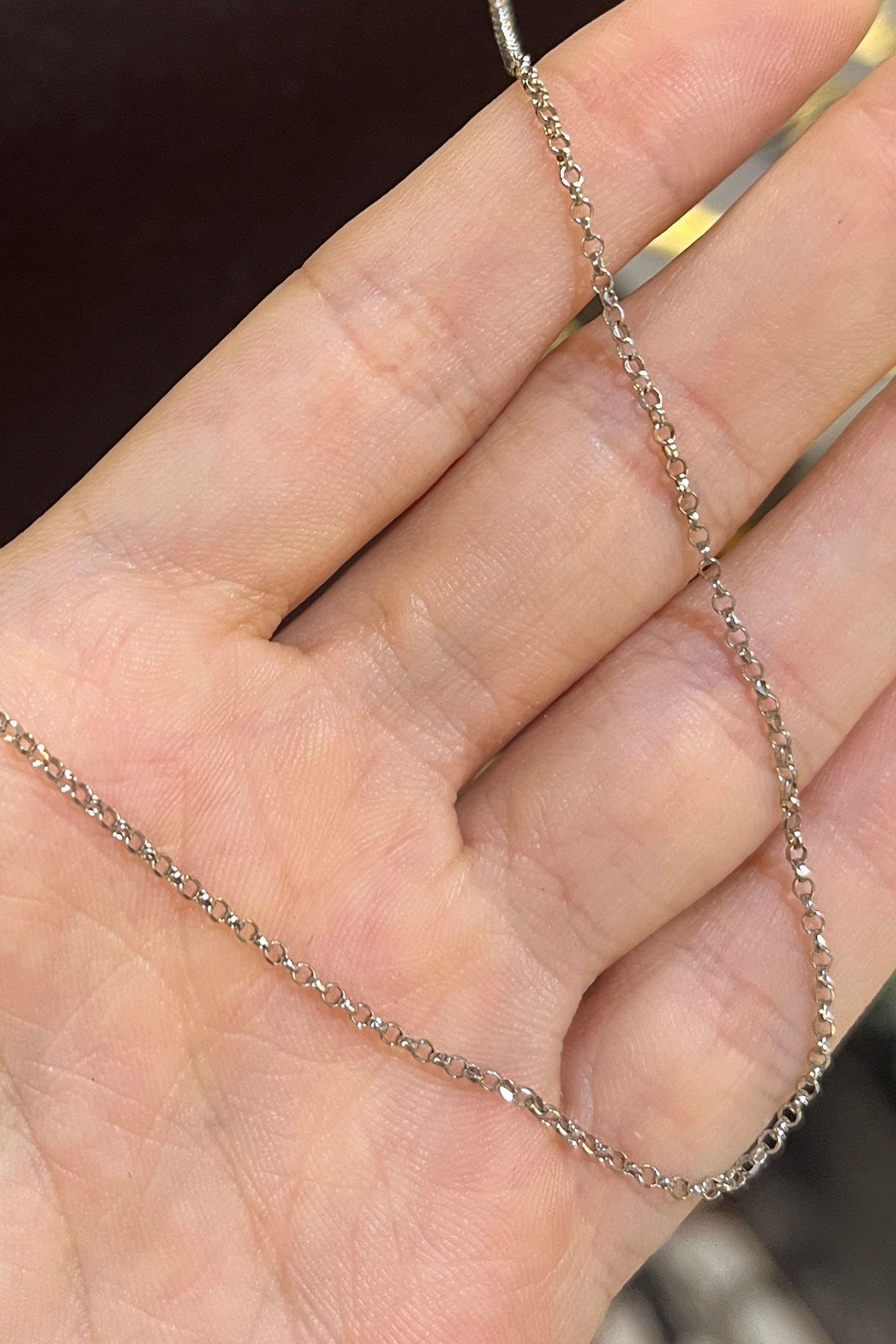 90 Cm Beyaz Altın Kaplama Gümüş Zincir By-7940