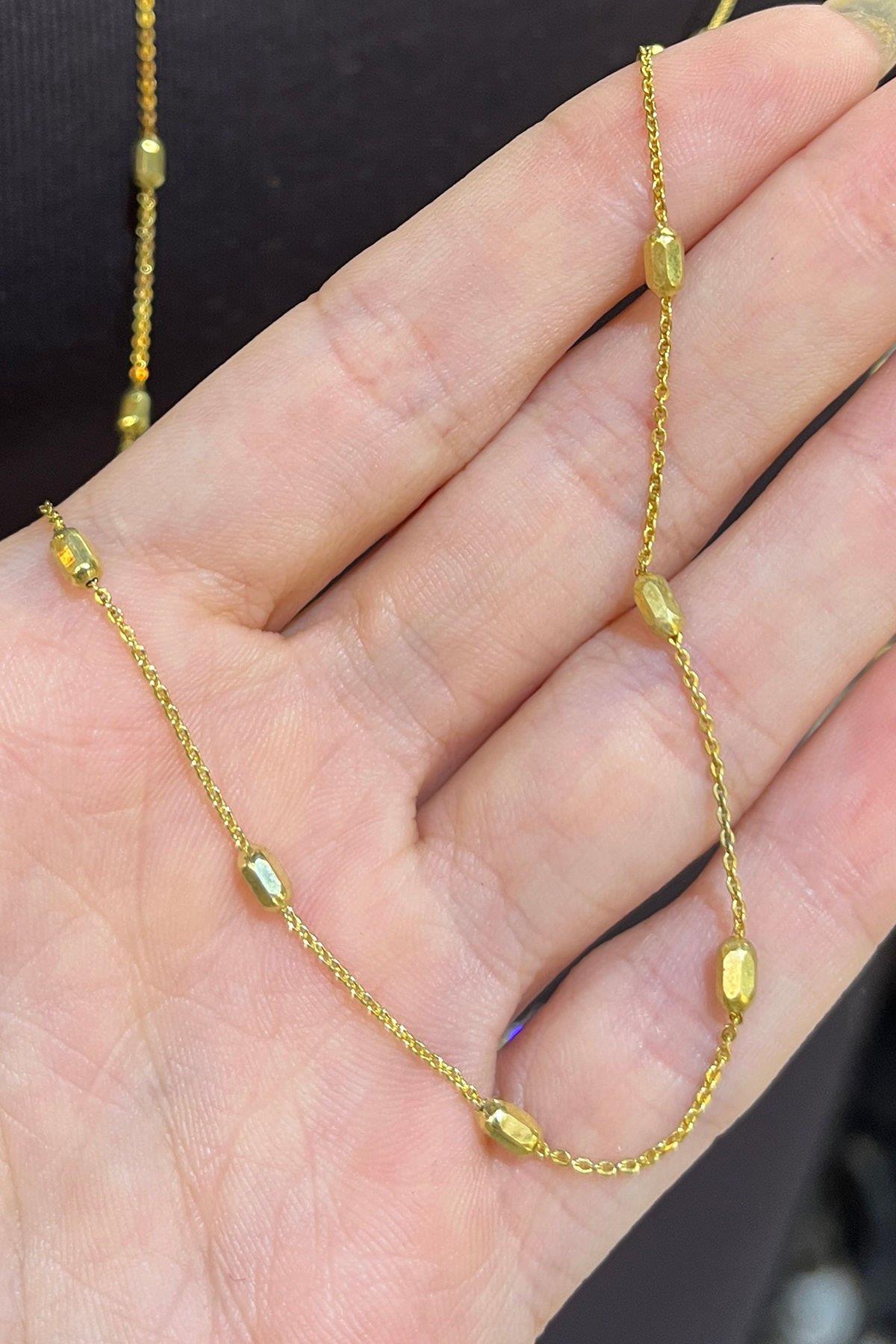 90 Cm Gold Rengi Gümüş Zincir By-7933