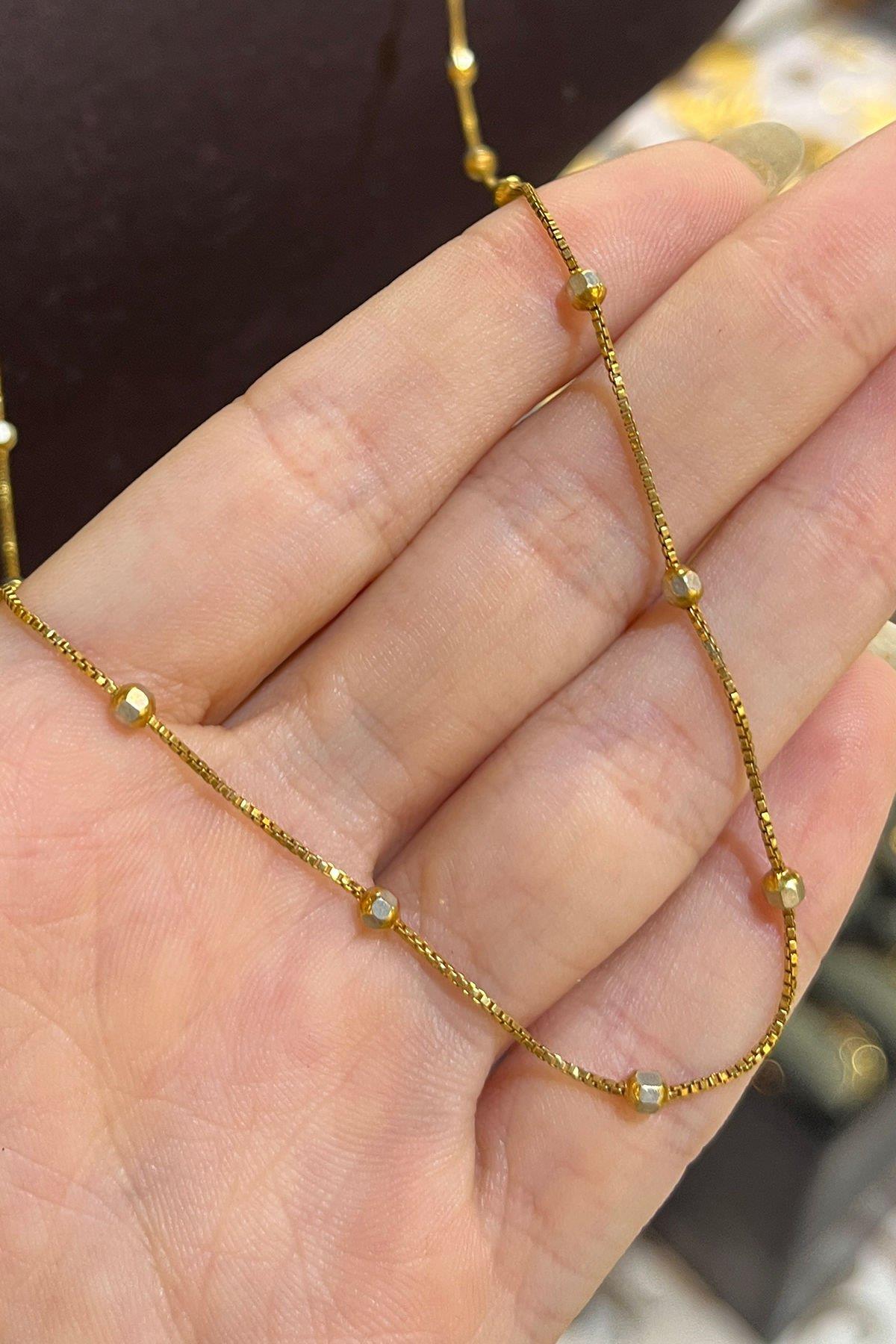 90 Cm Gold Rengi Gümüş Zincir By-7936