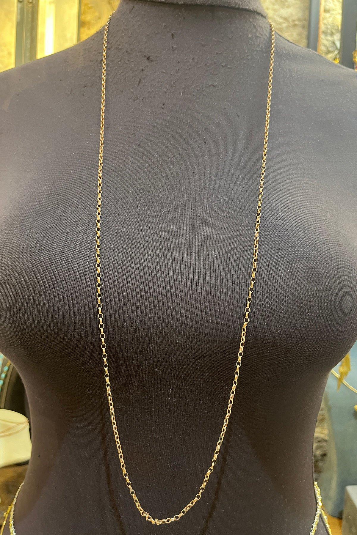 90 Cm Gold Rengi Gümüş Zincir By-7939