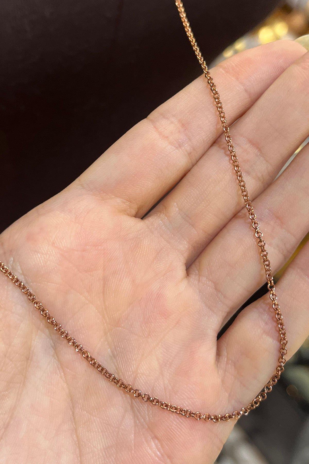 90 Cm Pembe Altın Kaplama Gümüş Zincir By-7941