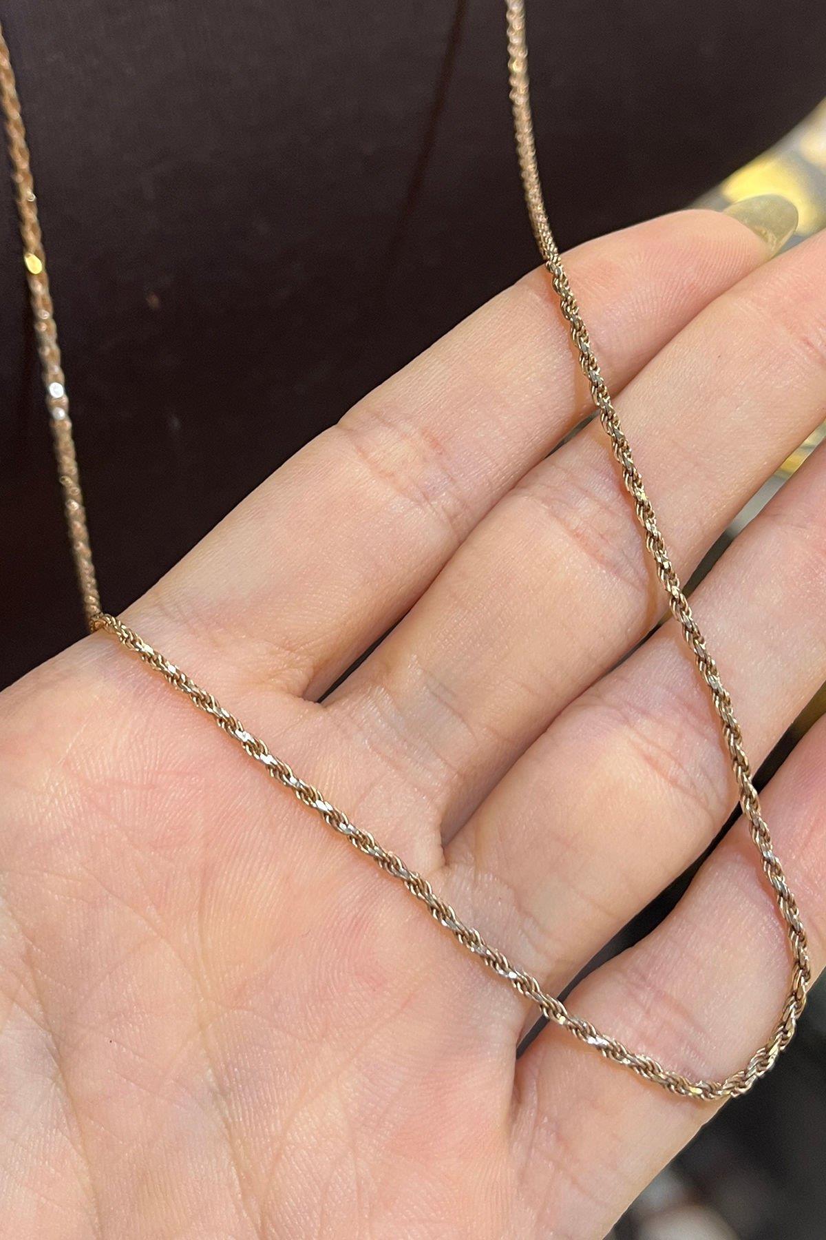 90 Cm Pembe Altın Kaplama Gümüş Zincir By-7938