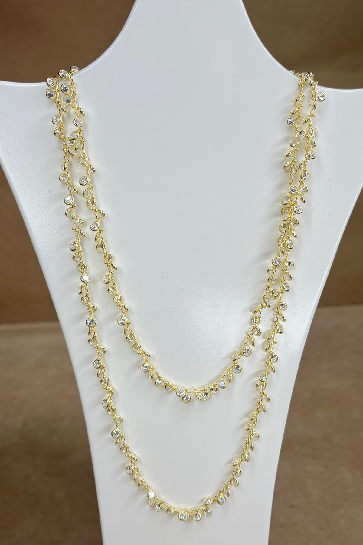 90 Cm Taşlı Gümüş Kolye By-9007