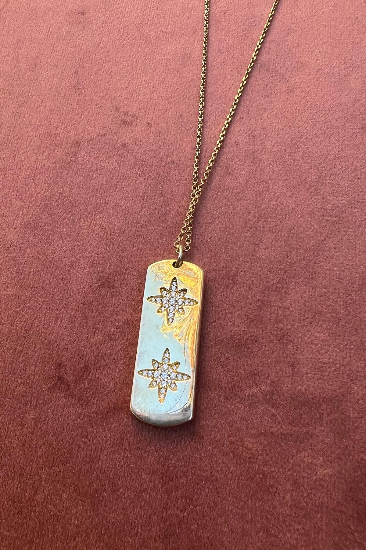 Altın Sarı Zirkon Taşlı Gümüş Kolye By-5416