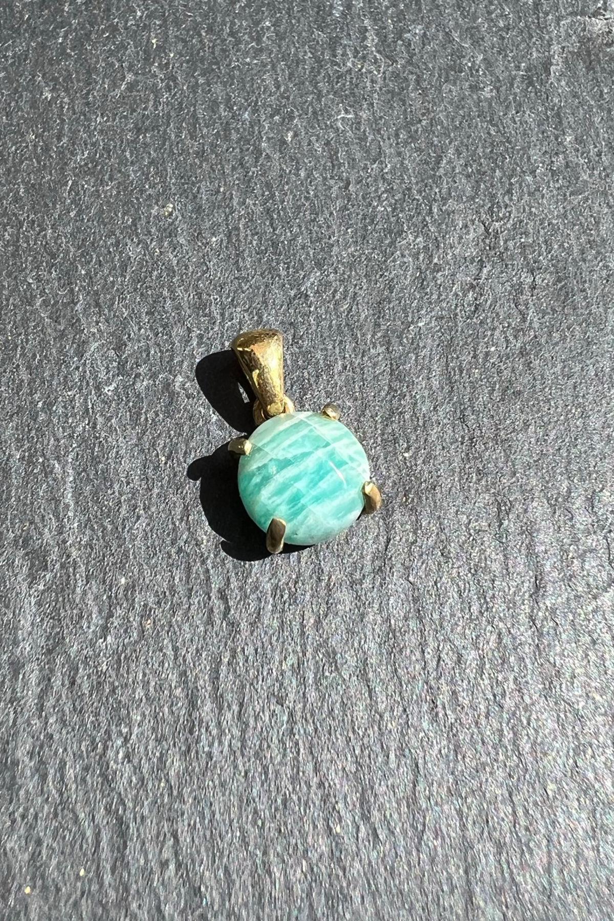 Amazonit Taşlı Gümüş Kolye Ucu By-6076