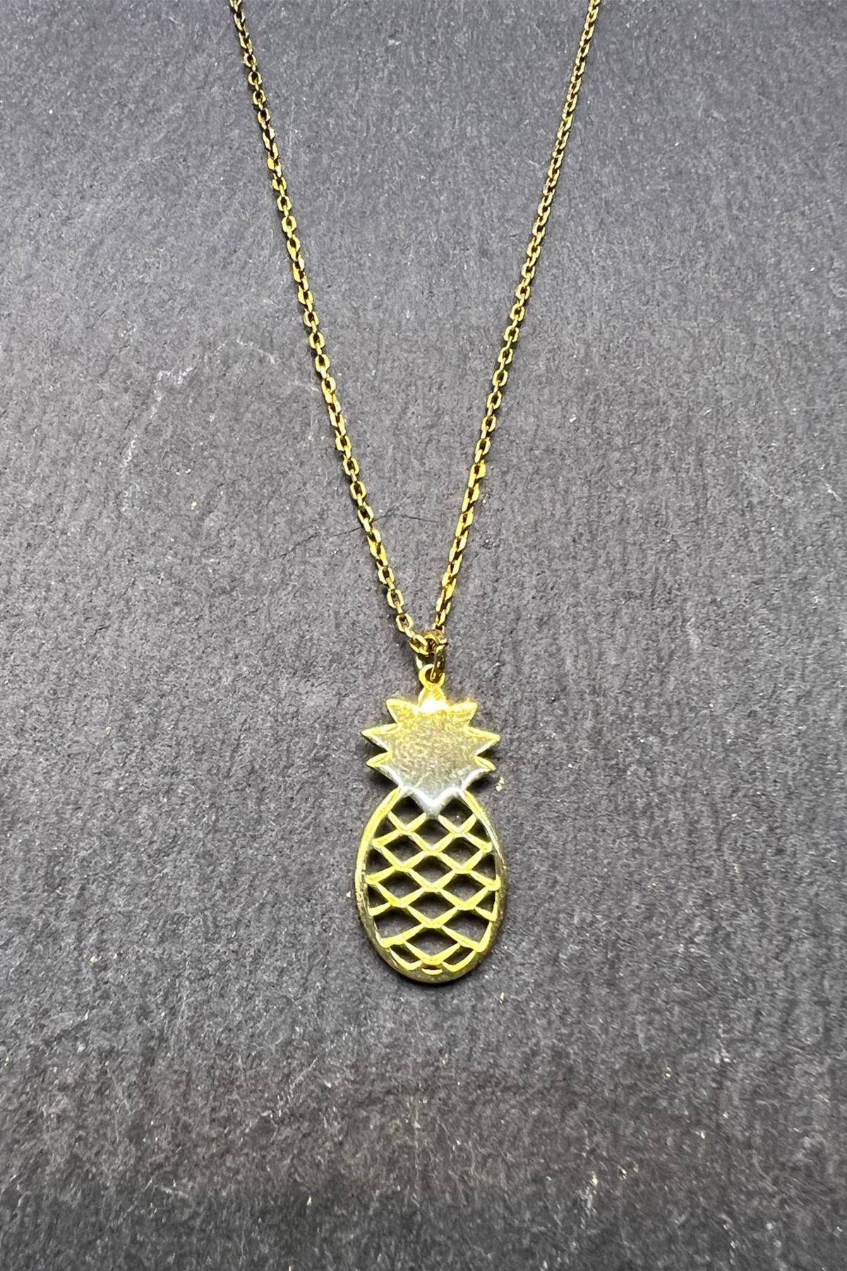 Ananas Desenli Gümüş Kolye By-5923