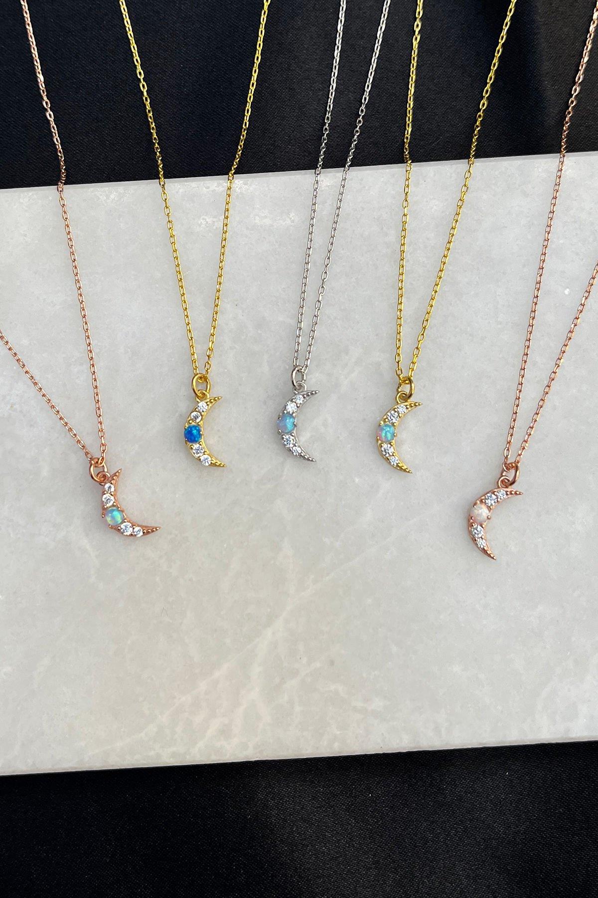 Ay Model Gümüş Kolye By-7789