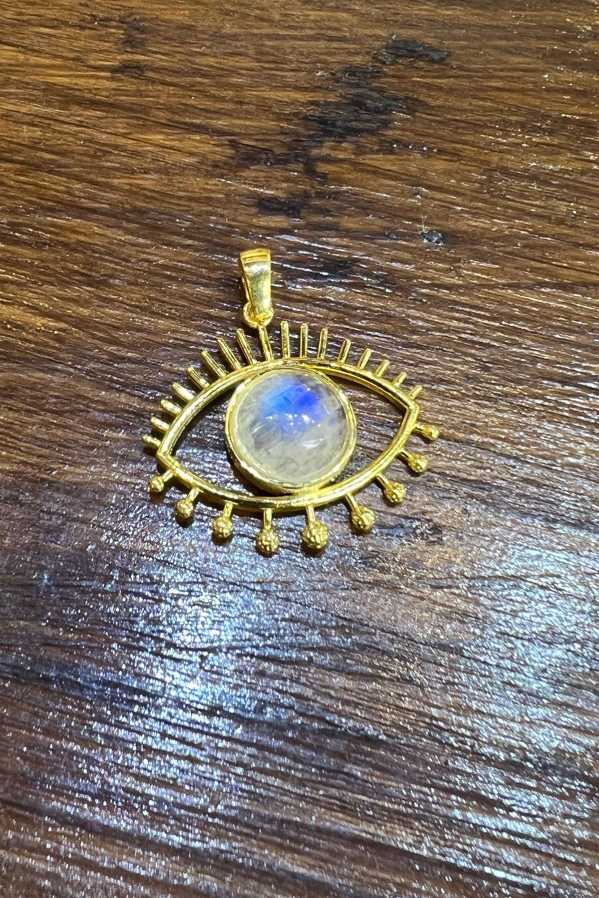 Ay Taşlı Göz Model Gümüş Kolye Ucu By-7089