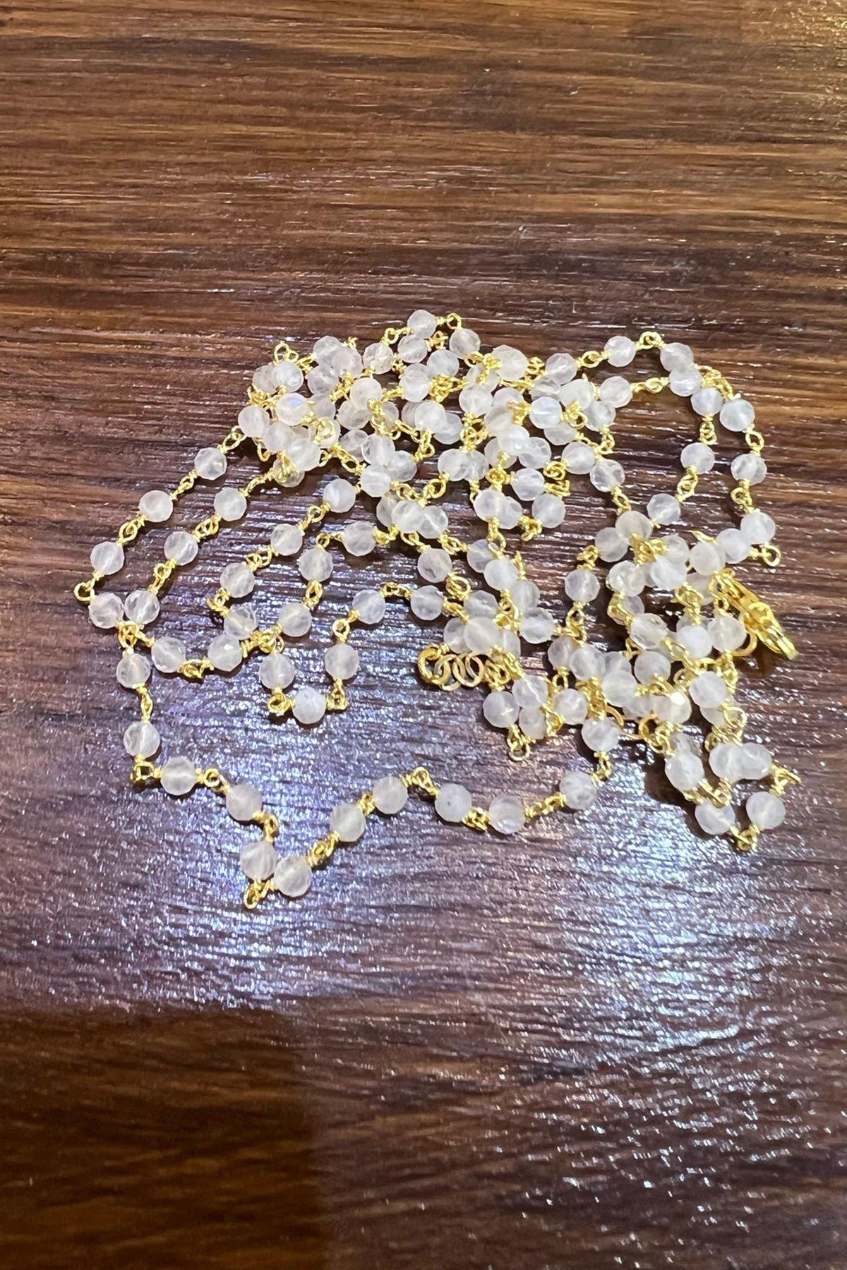 Ay Taşlı Gümüş Kolye By-7080