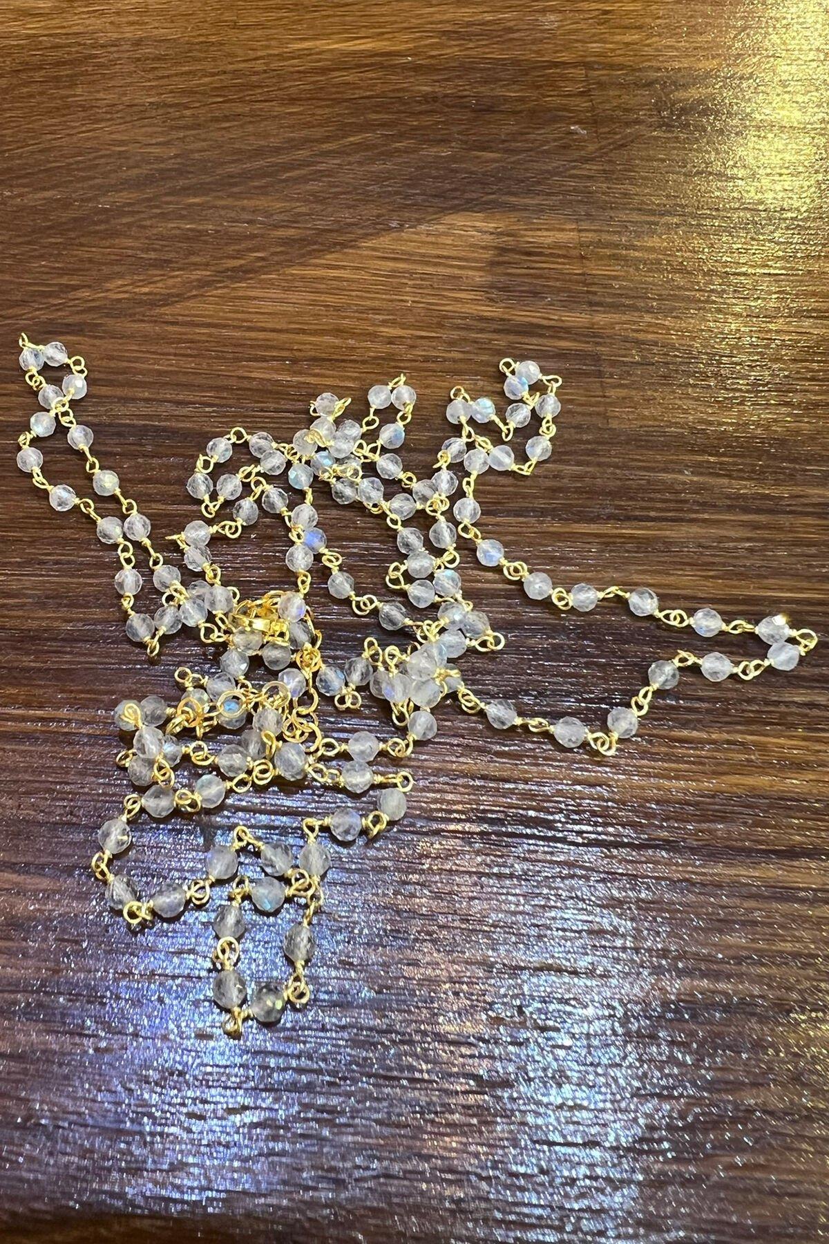 Ay Taşlı Gümüş Kolye By-7082