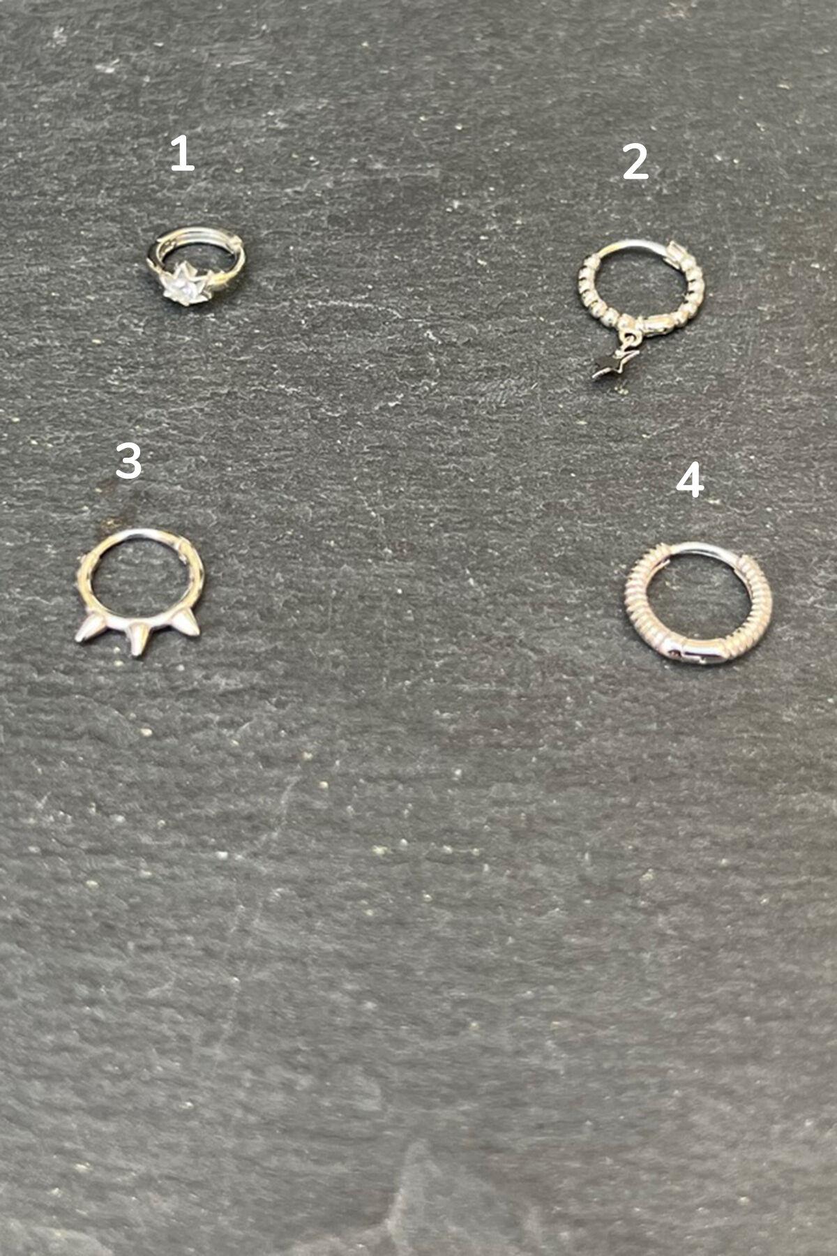 Beyaz Altın Kaplama Gümüş Tragus By-7150